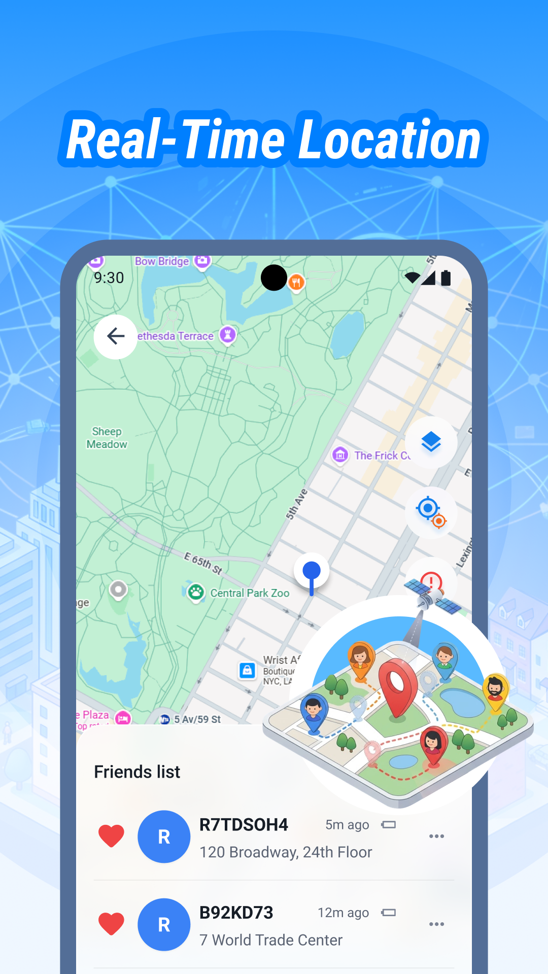 GPS Tracker Plus app preview on a phone